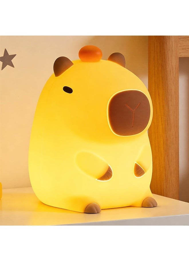 مصباح ليلي للأطفال، مصباح كابيبارا الليلي، مصباح كابيبارا ليلي، مصباح كابيبارا خالٍ من مادة BPA مع تحكم باللمس، لعبة قابلة للضغط، لعبة إضاءة محمولة قابلة للشحن، هدية مثالية للأطفال - Image 1